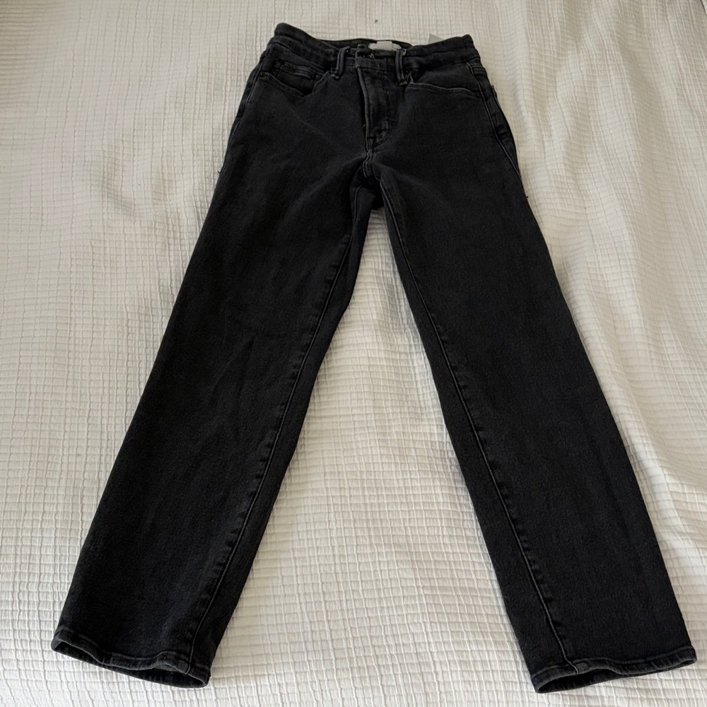 Good American High Rise Straight Jeans in Black